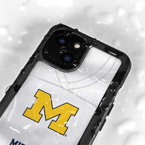 University of Michigan White Jersey iPhone 15 Waterproof Case